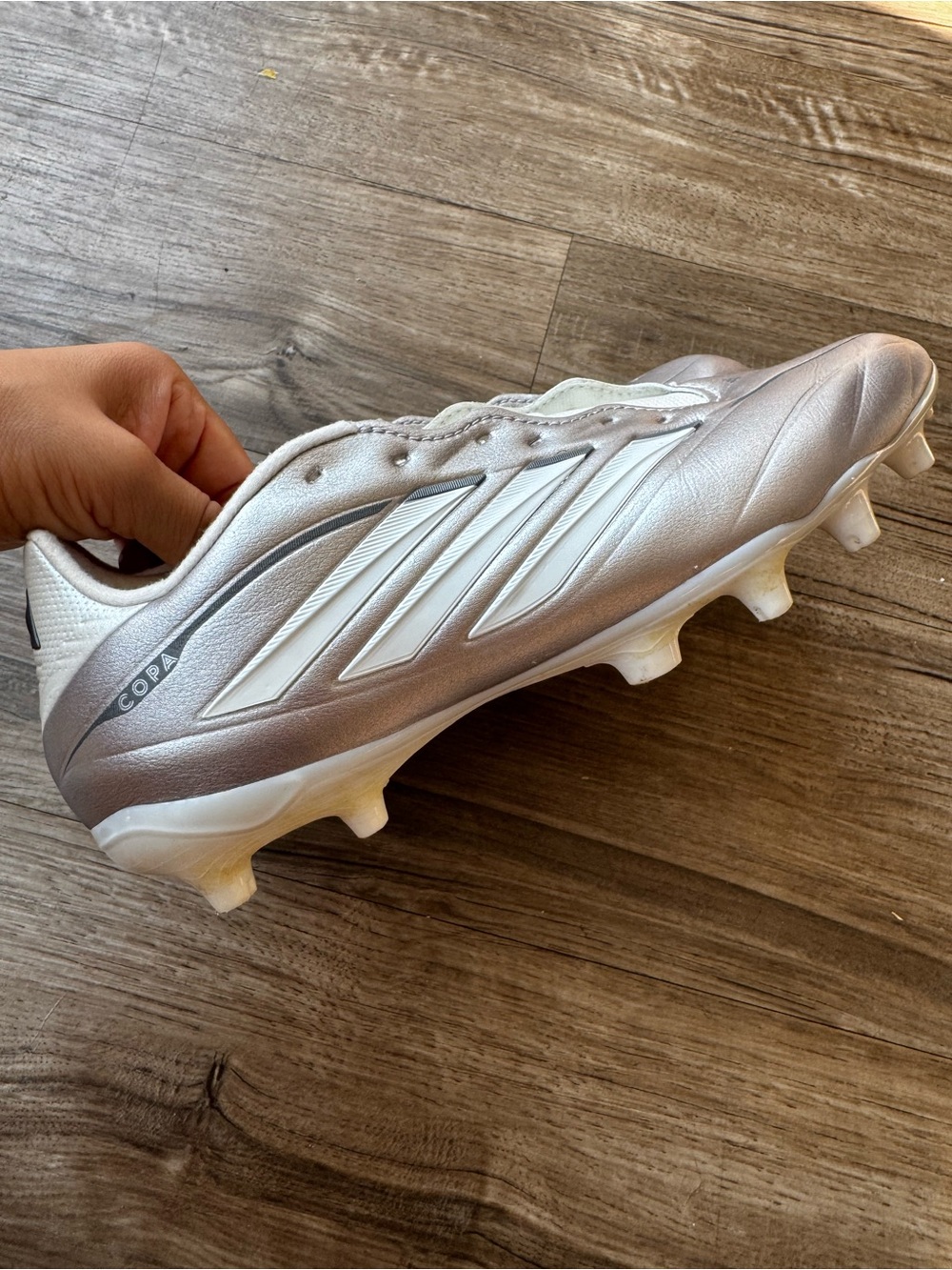 adidas Copa Soccer Cleats kids size 4 silver white